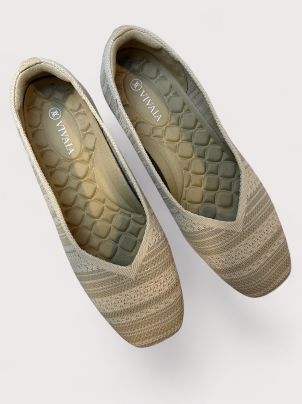 VIVAIA Margot Lightweight Square-Toe Flats (Margot Walker Air) Tan Stripe 8